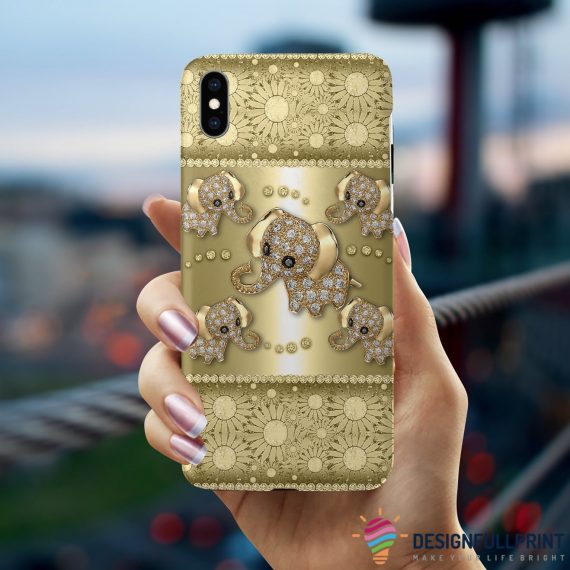 Gift For Elephant Lover Elephant Gold Diamond Print Phone Case Ln