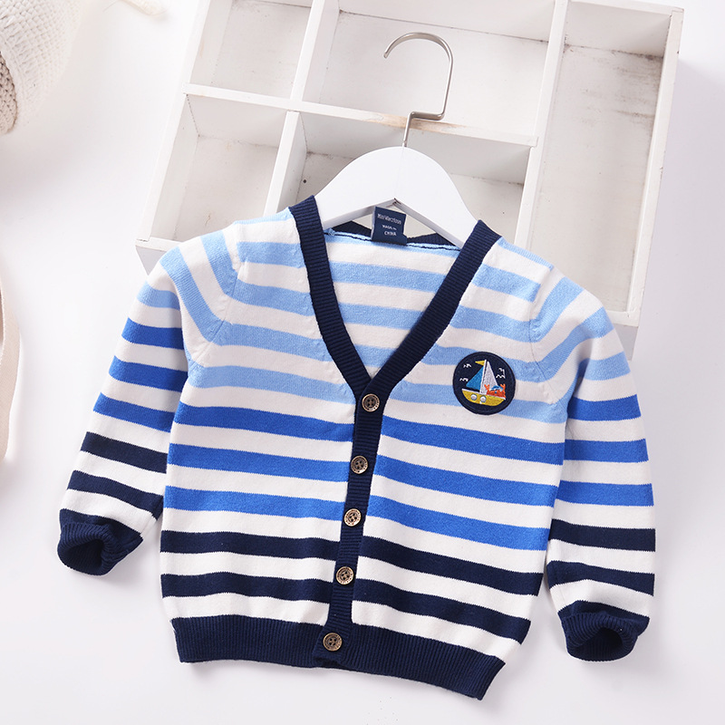 Children Knitted Cardigan Boy Sweater 2022 Spring Autumn New V-neck Baby Sweater Kids Sweater Baby Clothes Toddler Coat striped alx