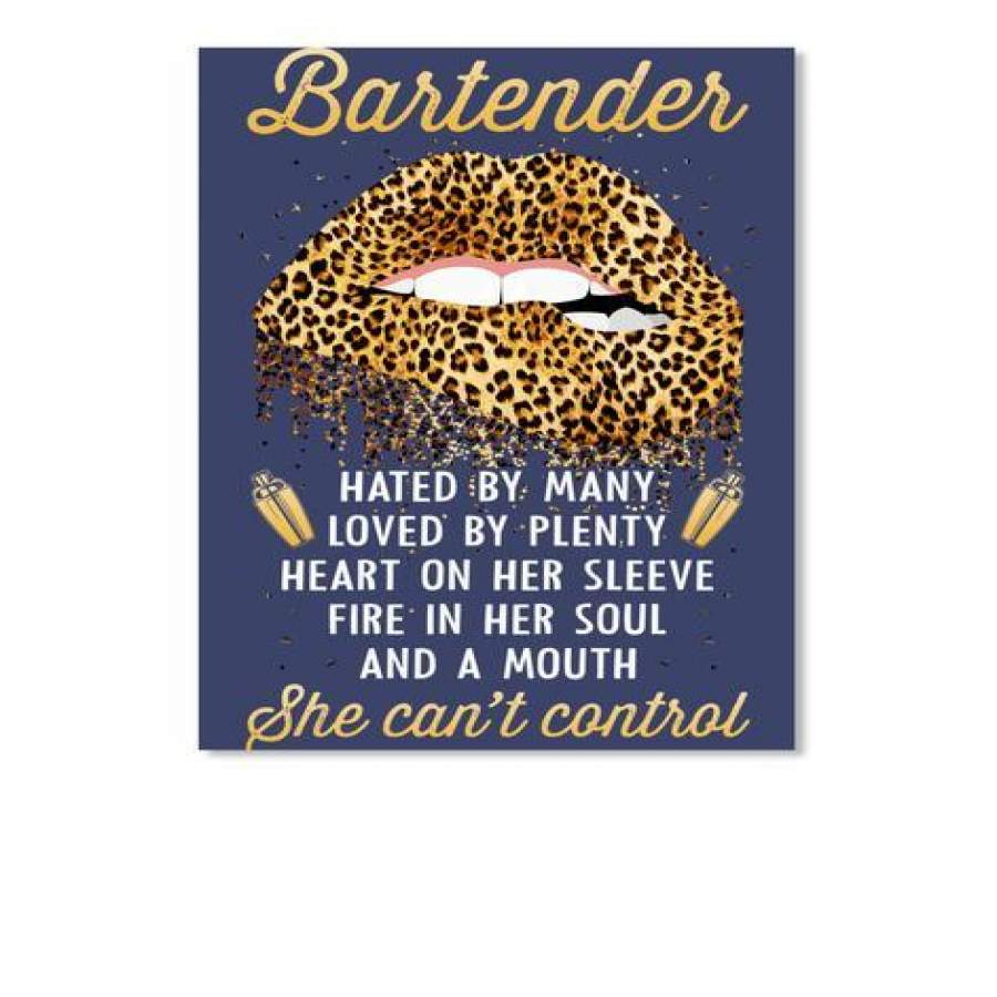 Bartender Hated By Many Loved By Plenty Heart On Her Sleeve Leopard Pattern Design Peel & Stick Poster