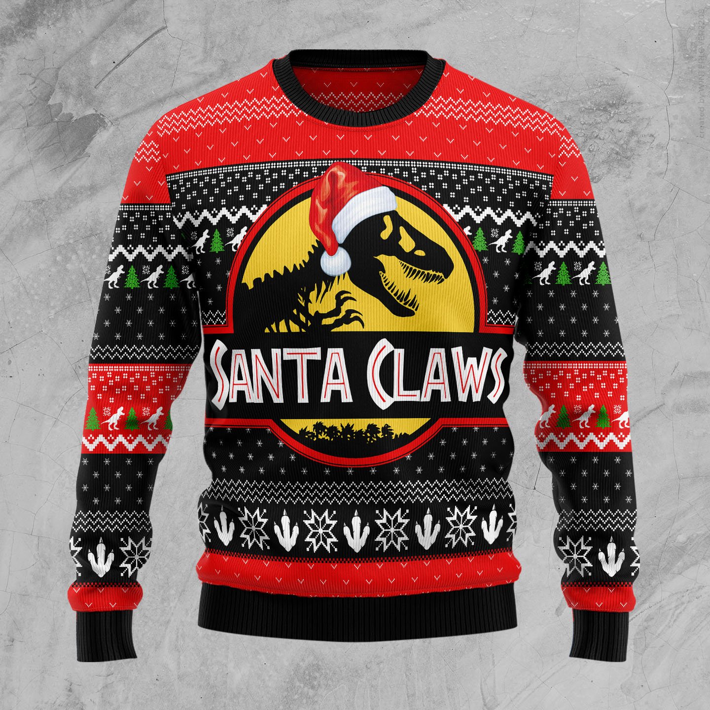 T-Rex Santa Claws D1410 Ugly Christmas Sweater