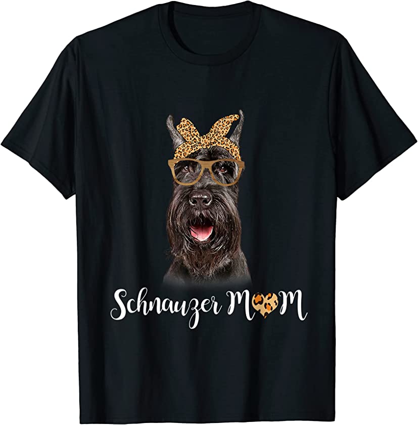 Schnauzer Mom Leopard Print Dog Lovers Mothers Day T-Shirt