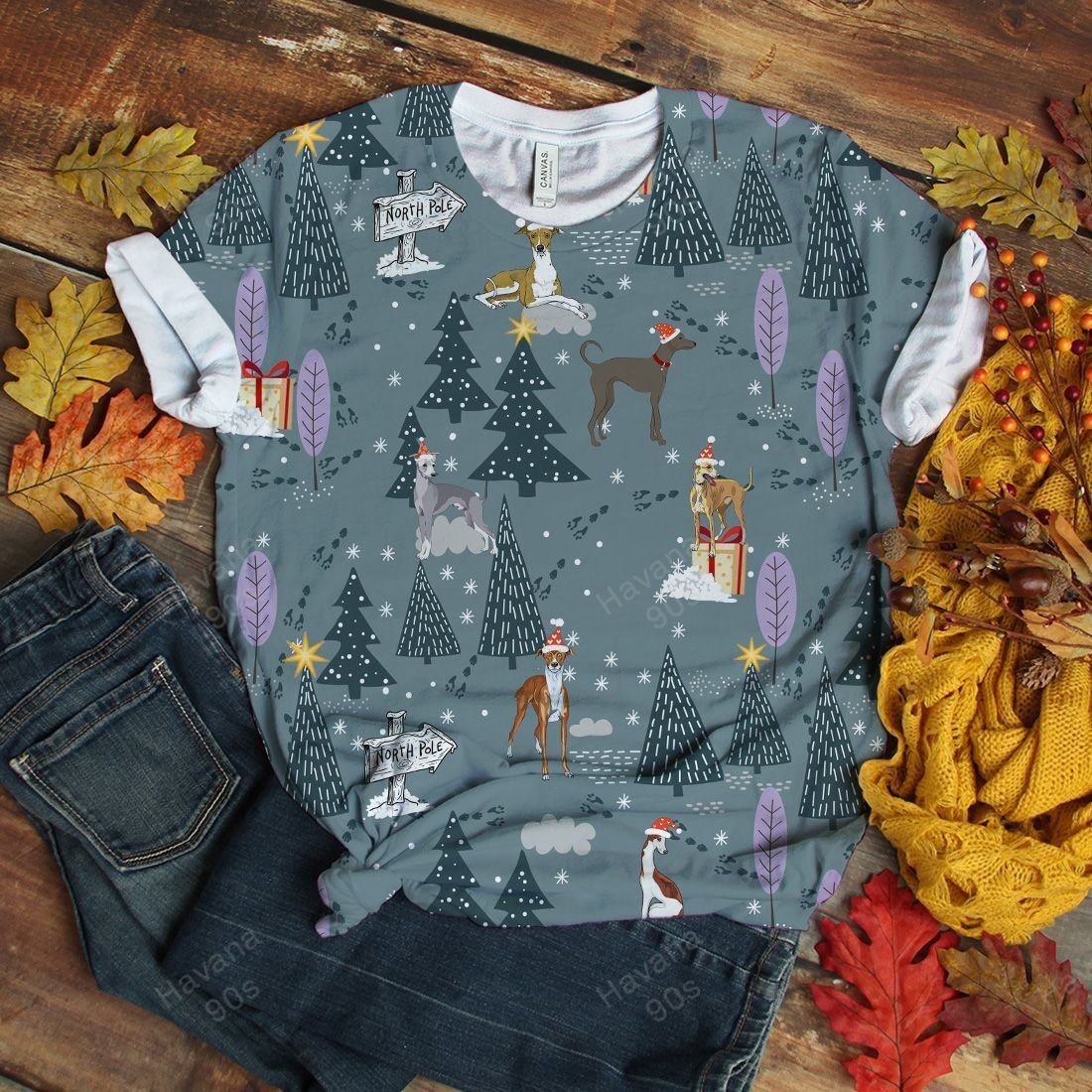 Greyhound T-shirt Christmas Race