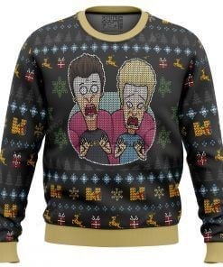 Beavis And Butthead Surprise Reaction For Unisex Ugly Christmas Sweater, All Over Print Sweatshirt