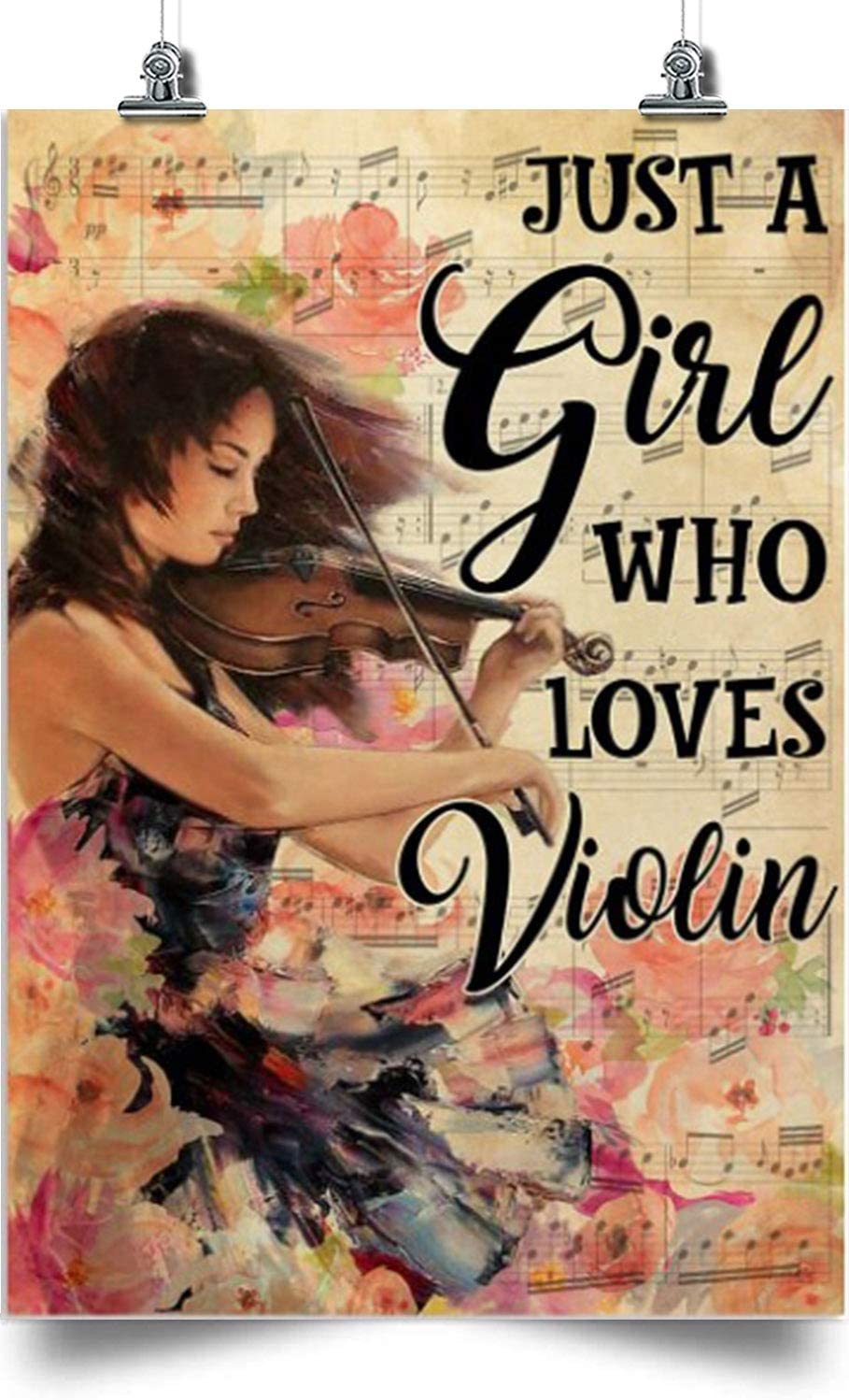 Violin Vertical Poster-Just A Girl Who Loves Violin -Home Decoration Poster, Wall Poster, Home And Room Decoration, Gifts For Friends And Relatives, Souvenirs.