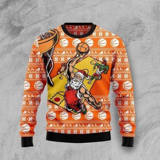 Basketball Santa Claus Christmas Ugly Sweater