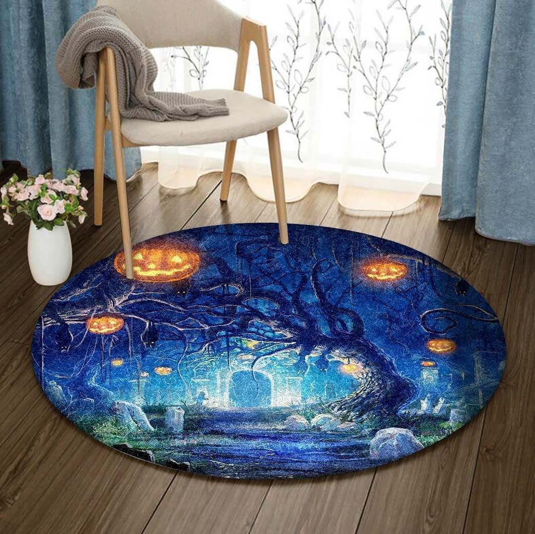 Halloween Pumpkin Lamp GE2230 Round Rug  CYSI2907