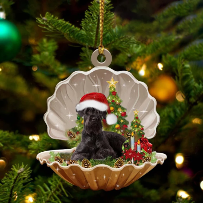 Black Schnauzer-Sleeping Pearl In Christmas Two Sided Ornament