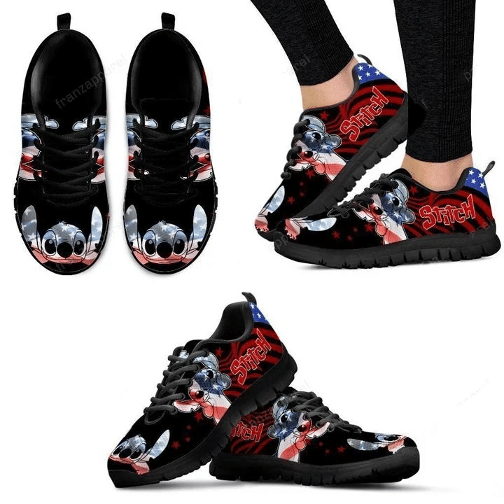 Stitch sneakers Lilo & Stitch Disney ver10 Print Sneakers, Women’s Sneakers, Handmade Crafted sneaker black Shoes birthday gift Fashion Fly Sneakers TL97