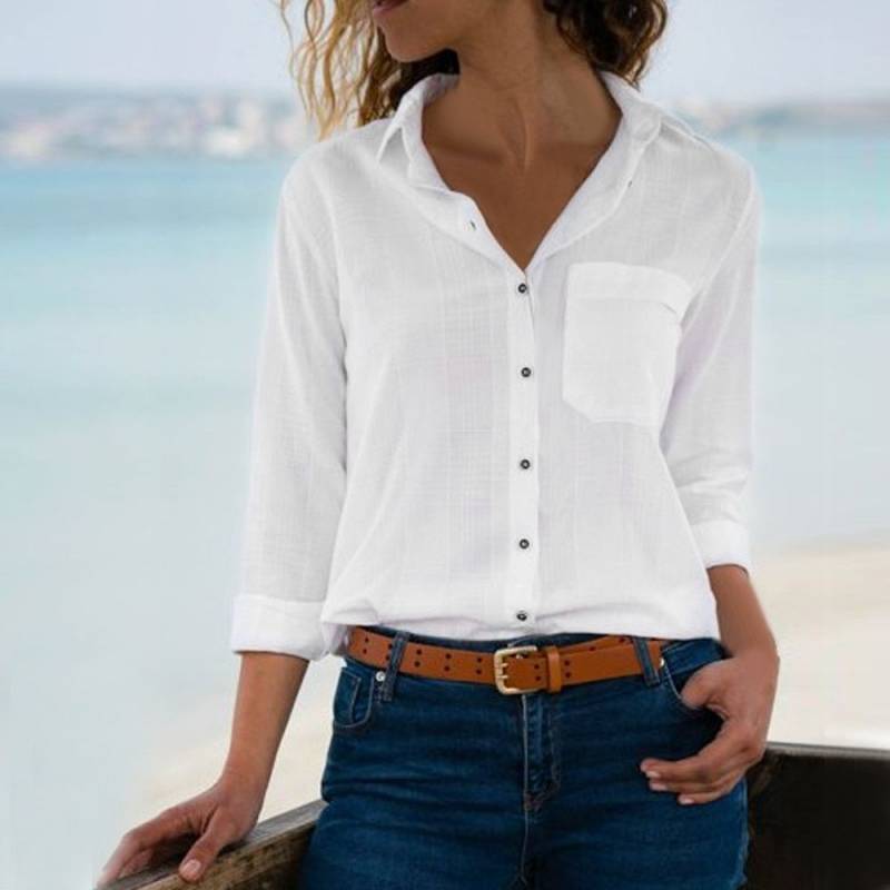 Long Sleeve Turn Down Collar Tops Blouses – Letitia Shop