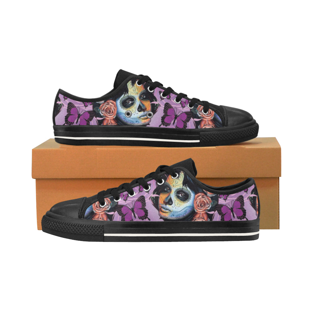 Sugar Skull Candy V1 Black Men’s Classic Canvas Shoes/Large Size