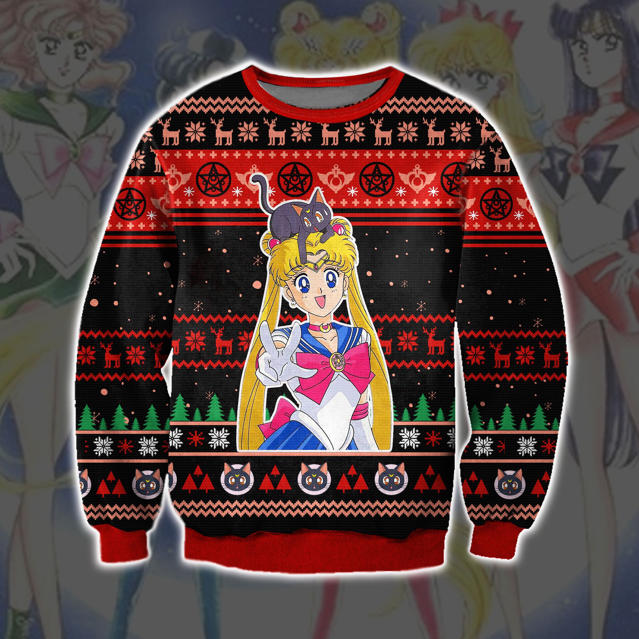 Sailor Moon 3D Print Ugly Christmas Sweater