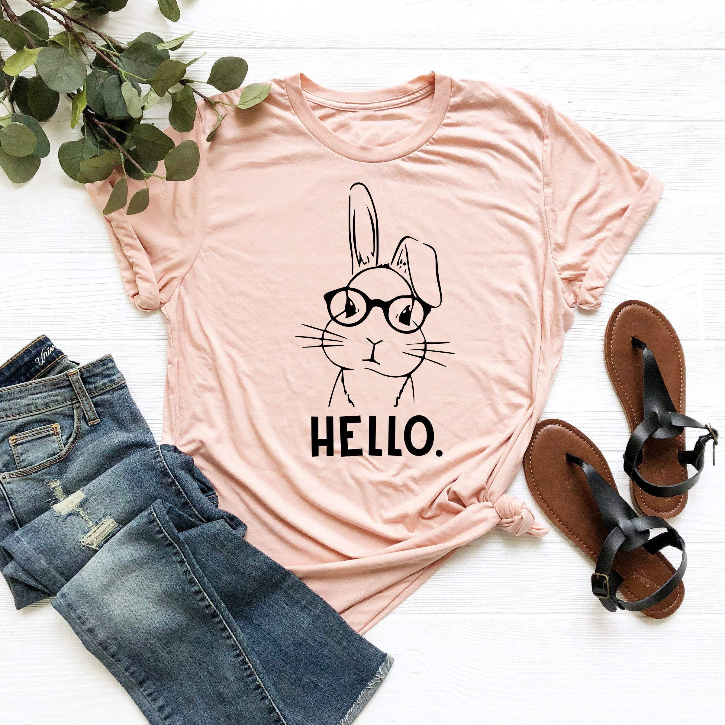 Bunny With Glasses Shirt, Cute Spring Rabbit Tee, Grungy Rabbit, Easter Tees, Happy Easter Shirt, Gift For Easter Day, Cute Bunny Shirt