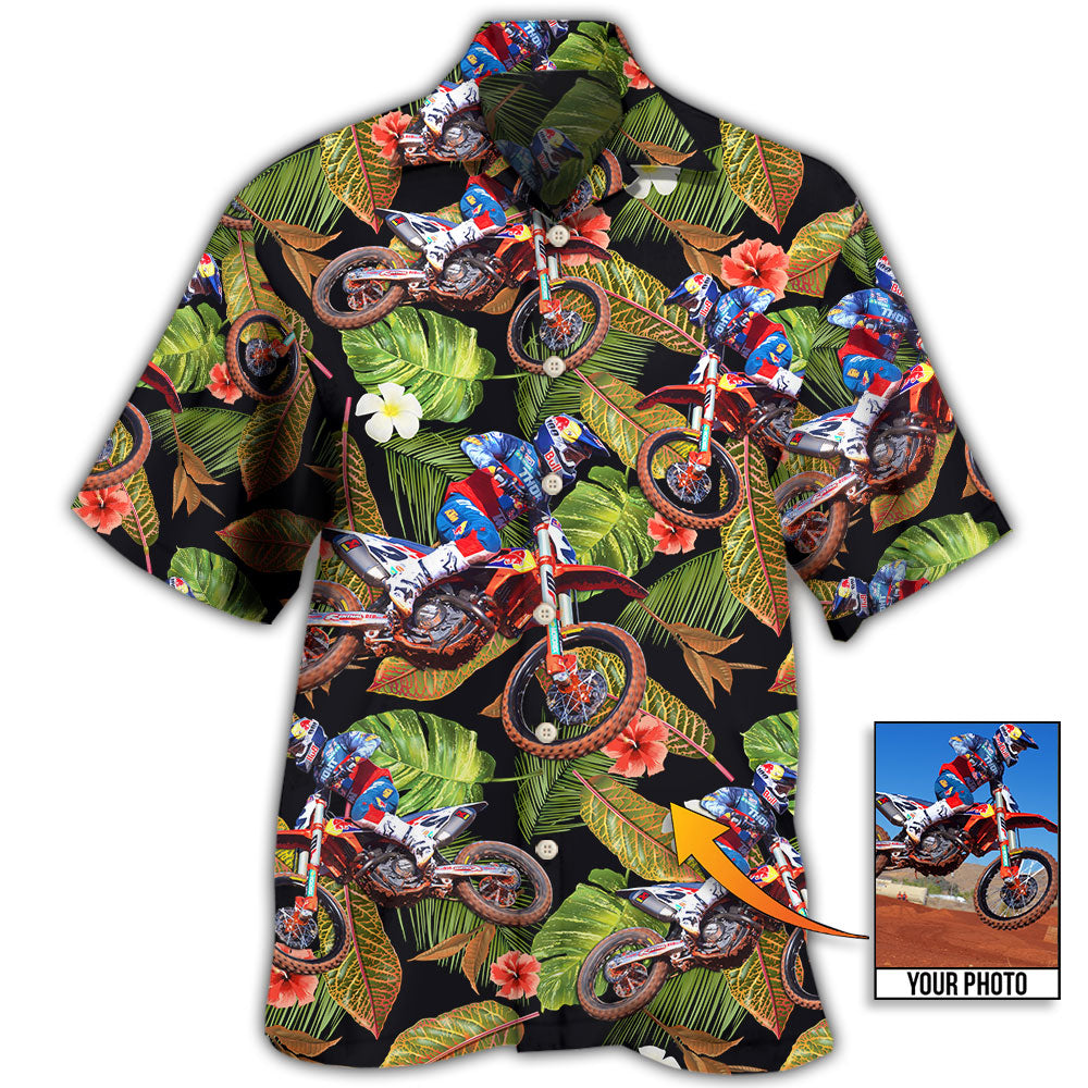 Motocross Tropical Flower Custom Photo Hawaii Shirt Ha6429