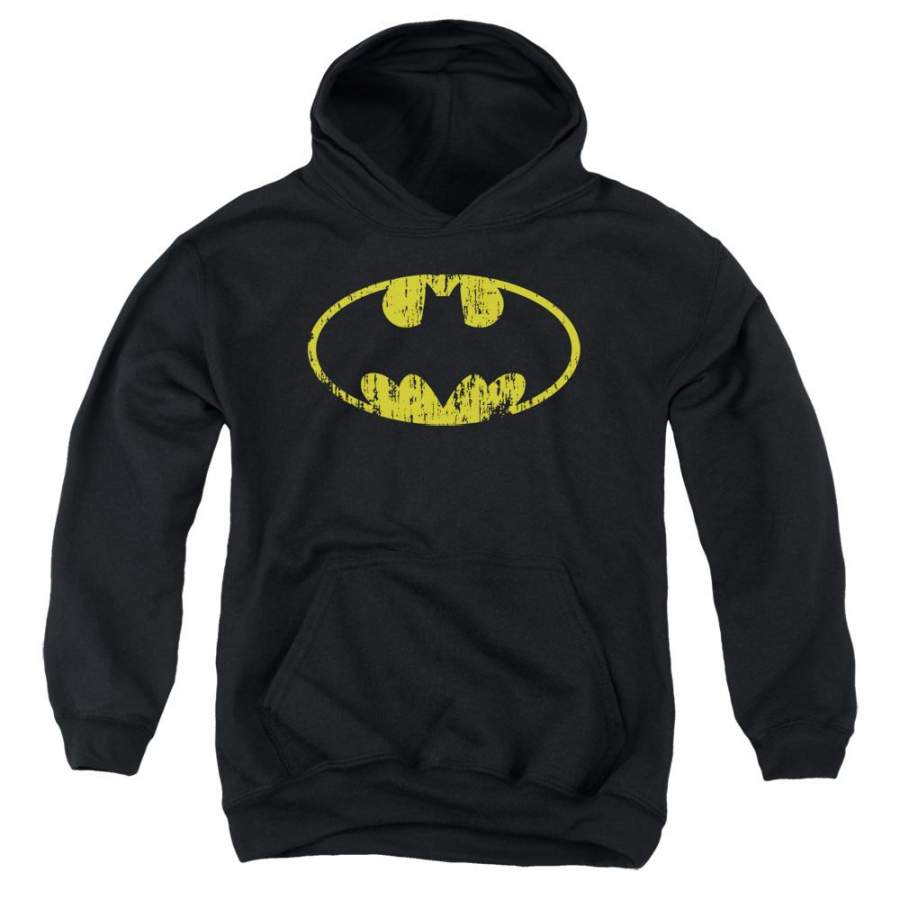 Batman – Classic Logo Distressed Youth Pull Over Hoodie