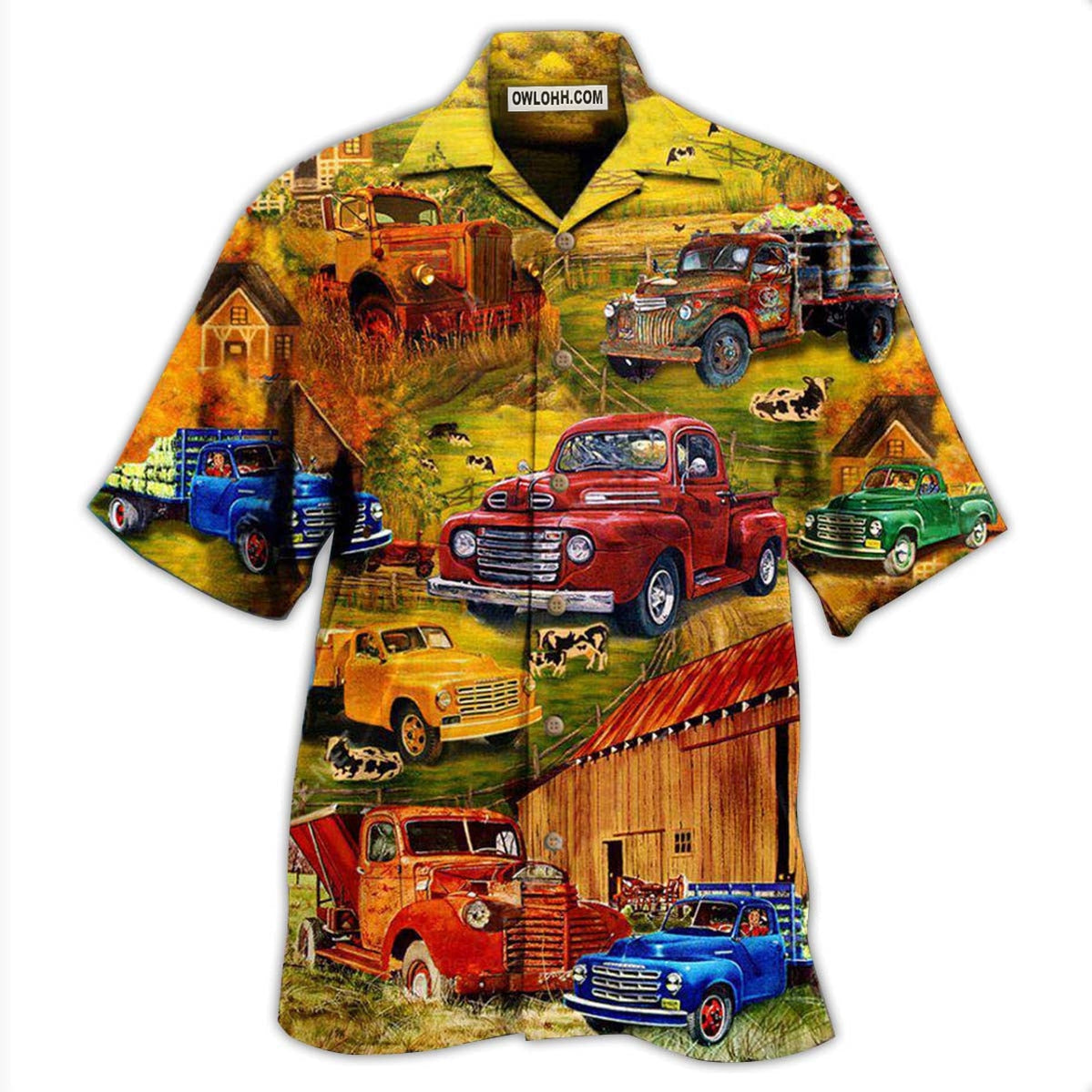 Truck Take Me On A Road Trip Pickup In The Village – Hawaiian Shirt  – Owl Ohh