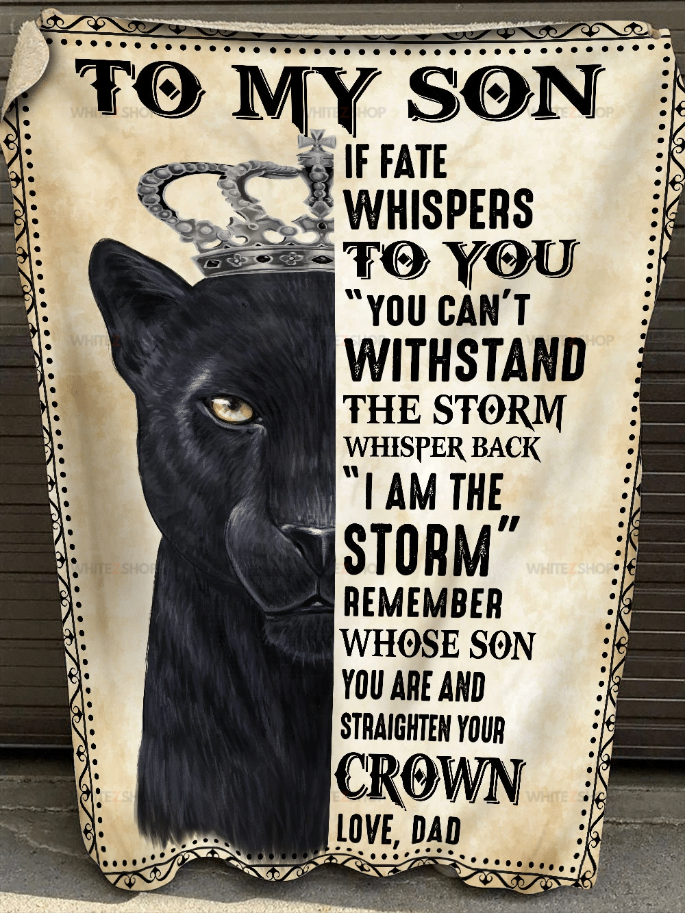 Panther Dad To My Son If Fate Whisper To You “You Can’T Withstand The Storm” Whisper Back “I Am The Storm” Sherpa Blanket