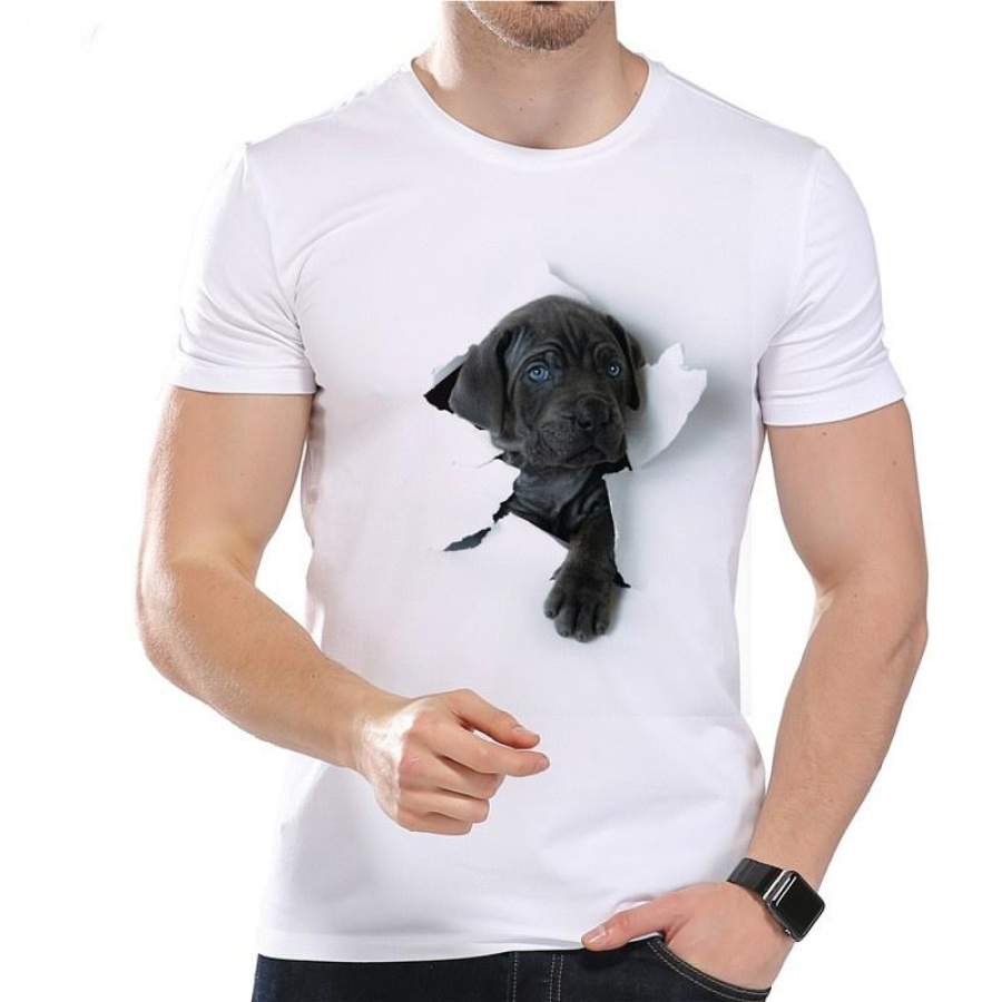 Unique and Top Quality Summer Super Cute  Dog Design T Shirt Men’s Funny Animal Graphics Printed Tops Hipster Tees