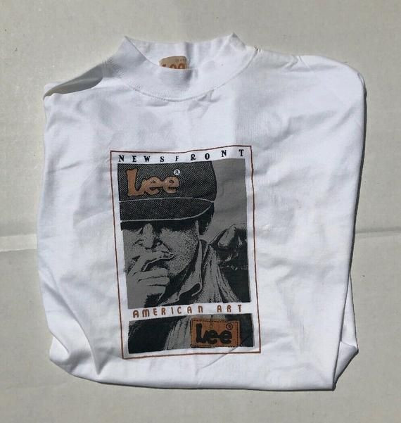 Vintage 90S Shirt Made Usa Lee Newsfront American Art Large White Shirt