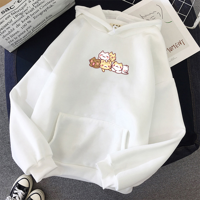 Korean Style Women Autumn Long Sleeve Pullover Hoodie Cute Cat Printed Loose Fit Sweatshirt Oversize Hoodies Women Alx Cozyhood Corner