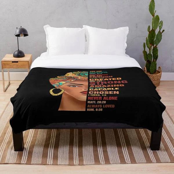 Best Strong Black Women Magic Shirt Afro Black Queen Feminist T Shirt Throw Blanket | Redbubble Women Of Color Blankets