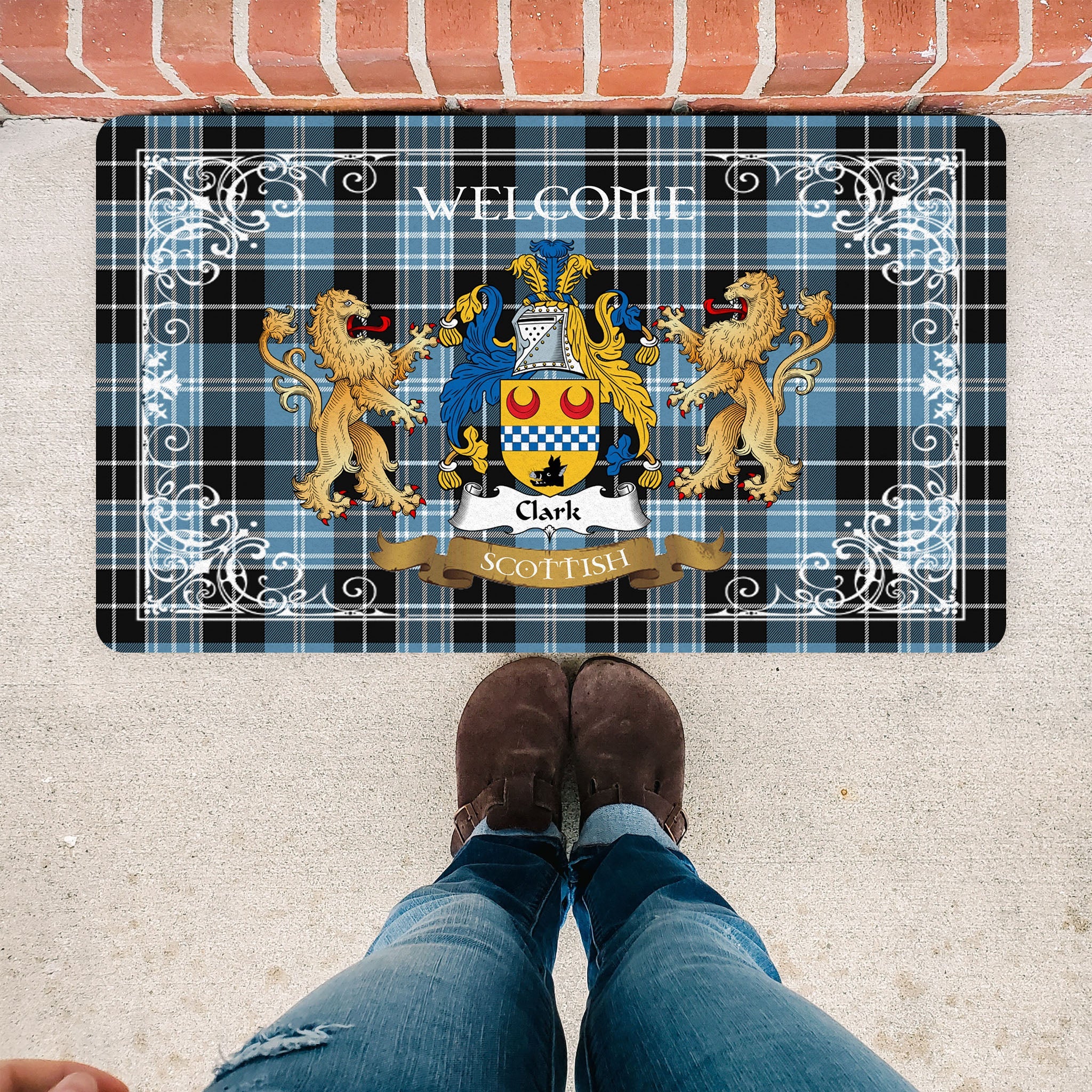 Scotstee Shop Tartan Door Mat The Family Clark Scottish Plaid Doormat, Welcome Mat, Christmas Door Mat