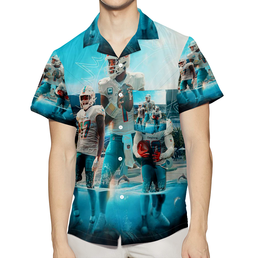 Miami Dolphins Players5 3D All Over Print Summer Beach Hawaiian Shirt With Pocket