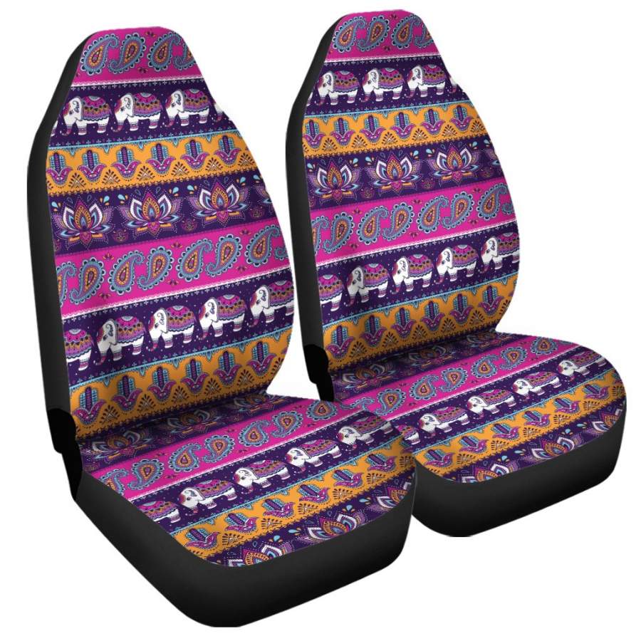 Paisley Elephant Hamsa Pattern Print Universal Fit Car Seat Covers