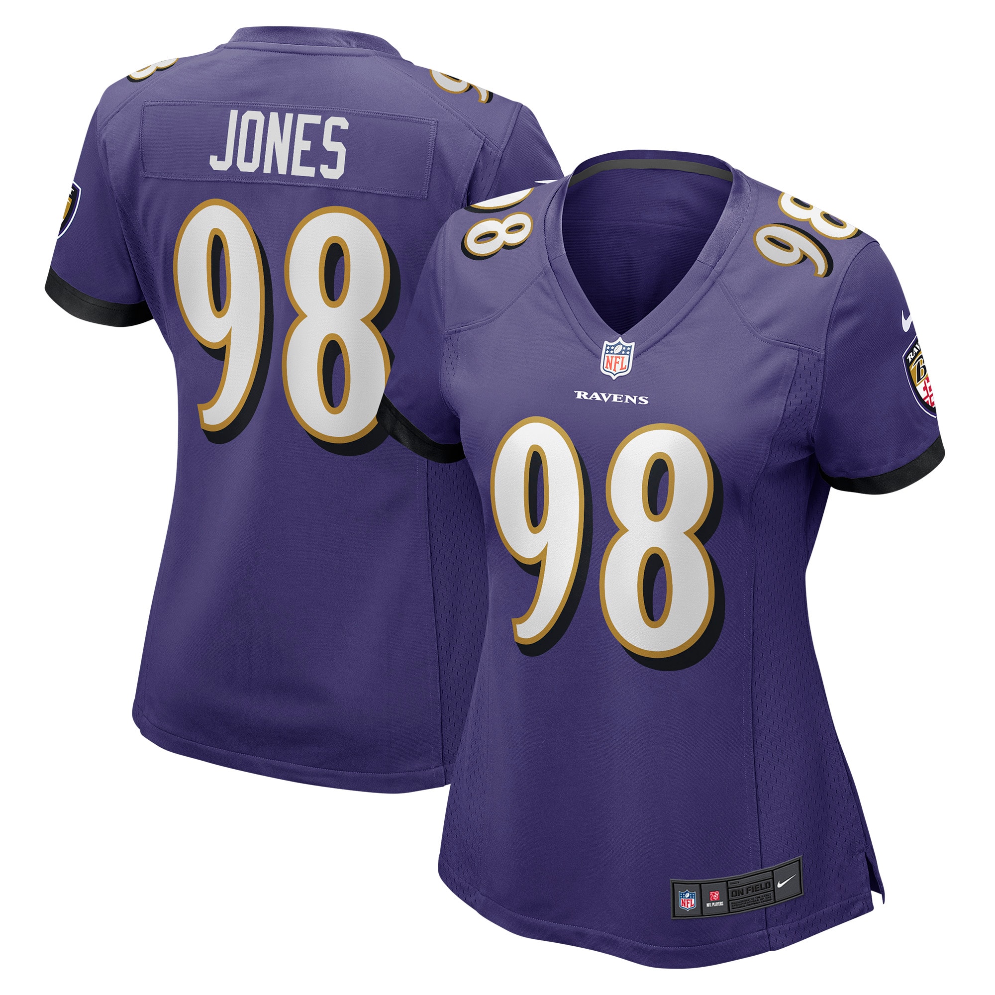 Travis Jones Baltimore Ravens Women's Player Game Jersey – Purple