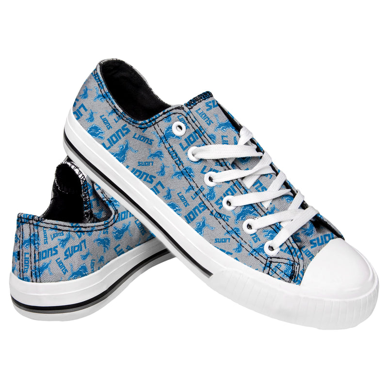 Detroit Lions NFL Womens Low Top Repeat Print Canvas Shoes