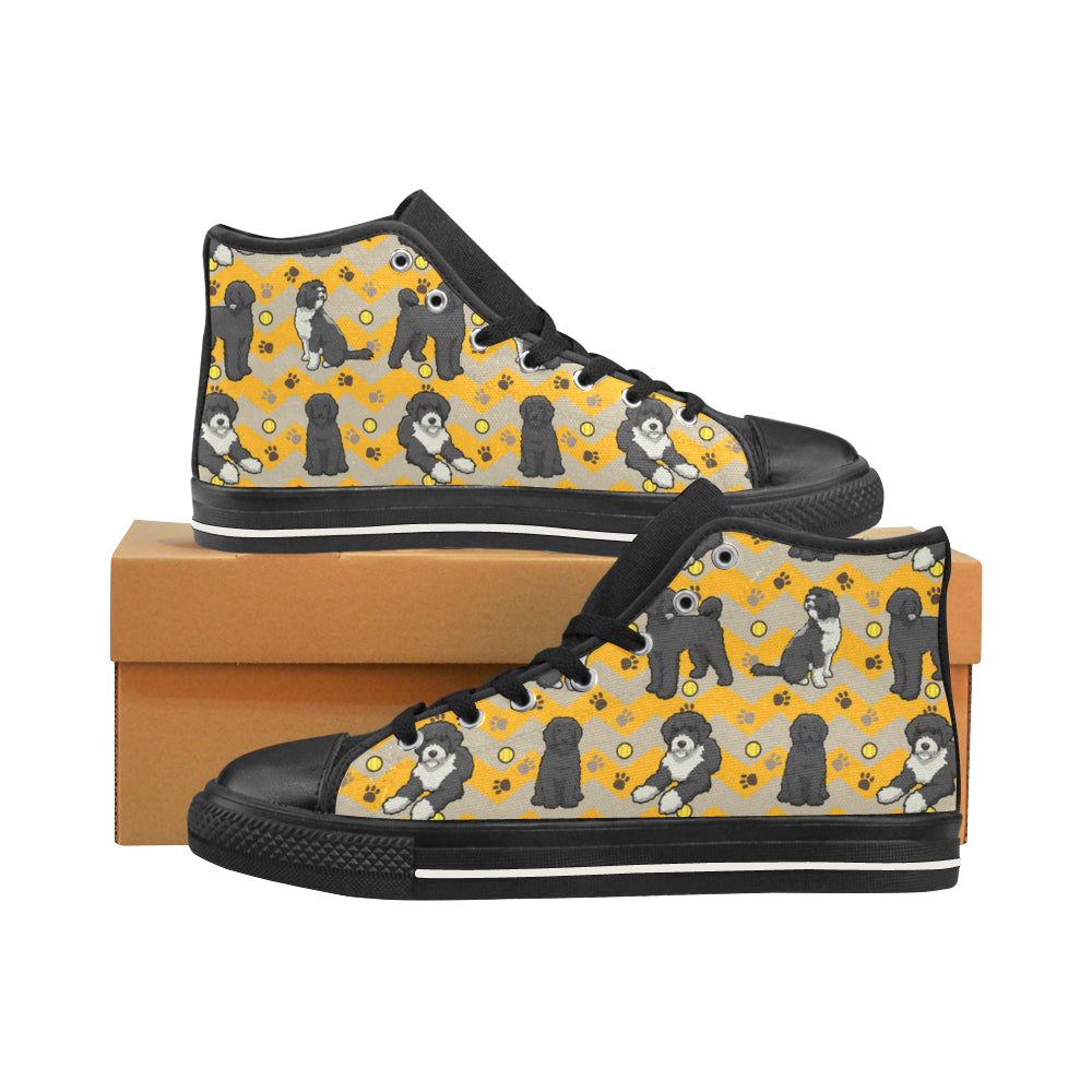 Portuguese water dog Black Men’s Classic High Top Canvas Shoes /Large Size