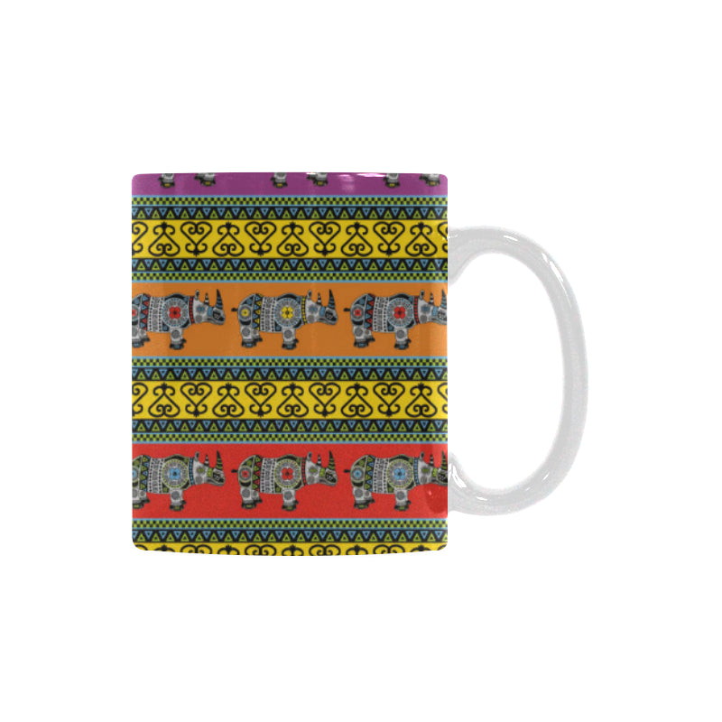 Rhino African Afro Dashiki Adinkra Kente Pattern E Classical White Mug (FulFilled In US)