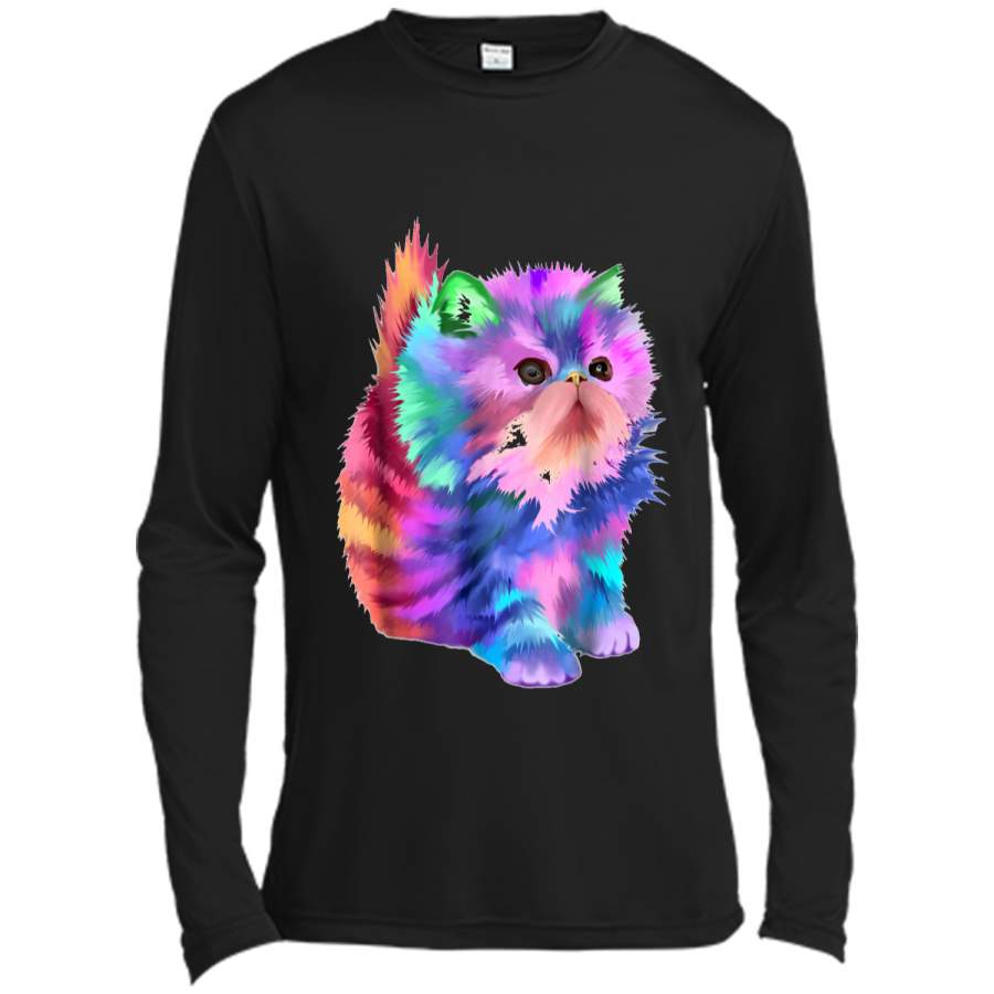 Colorful Cute Funny Rainbow Kitten Cat  Long Sleeve Moisture Absorbing Shirt