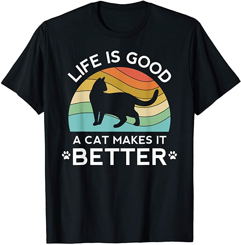 Best Cat Dad Life is Good Fathers Day Men Kitty Papa Kitten T-Shirt