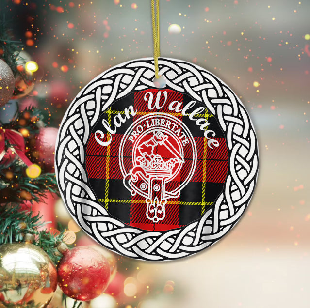 Wallace Clan Tartan Crest Badge Plaid Ornament Gift. Christmas Tree Ornament Tartan Ornament Great Christmas Ornaments Gift