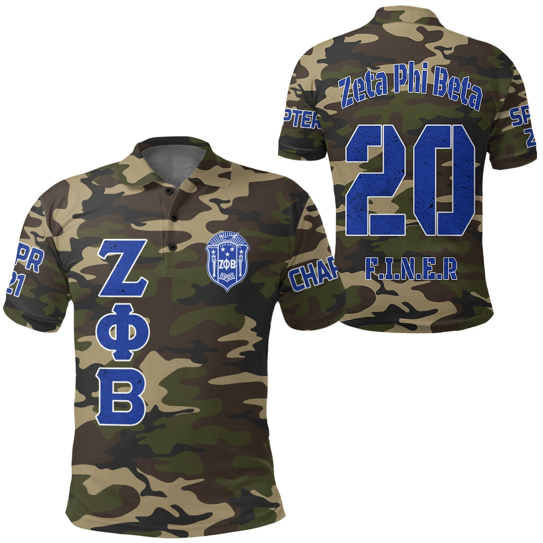 Sorority Polo – Personalized Zeta Phi Beta Camouflage Polo Shirt