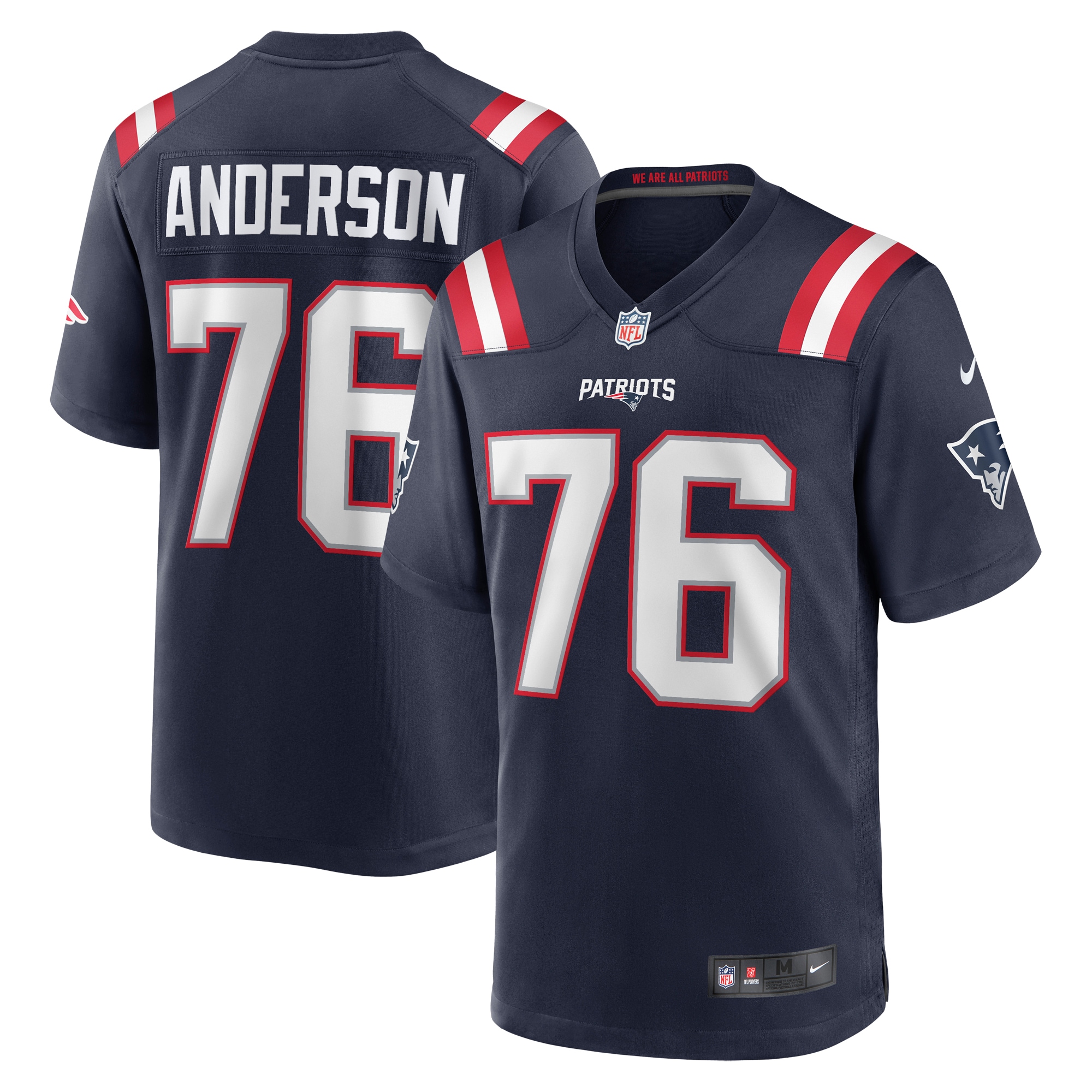 Men’s New England Patriots Calvin Anderson Navy Game Jersey