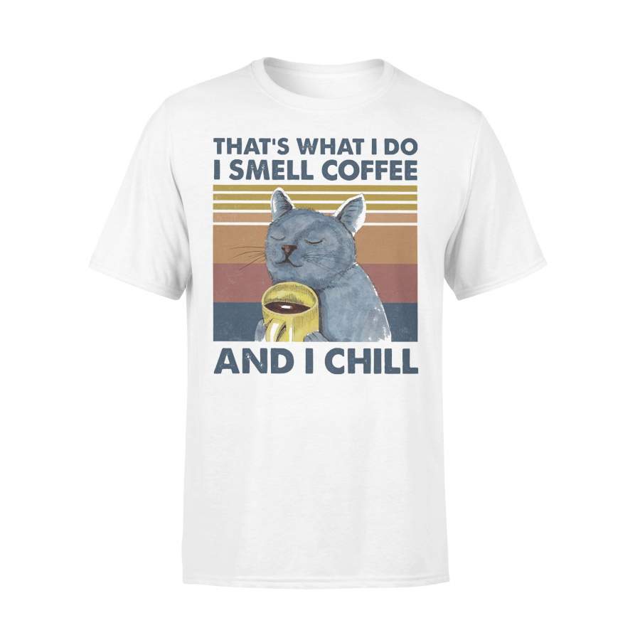 That’s What I Do I Smell Coffee And I Chill Cat Vintage Retro T-shirt