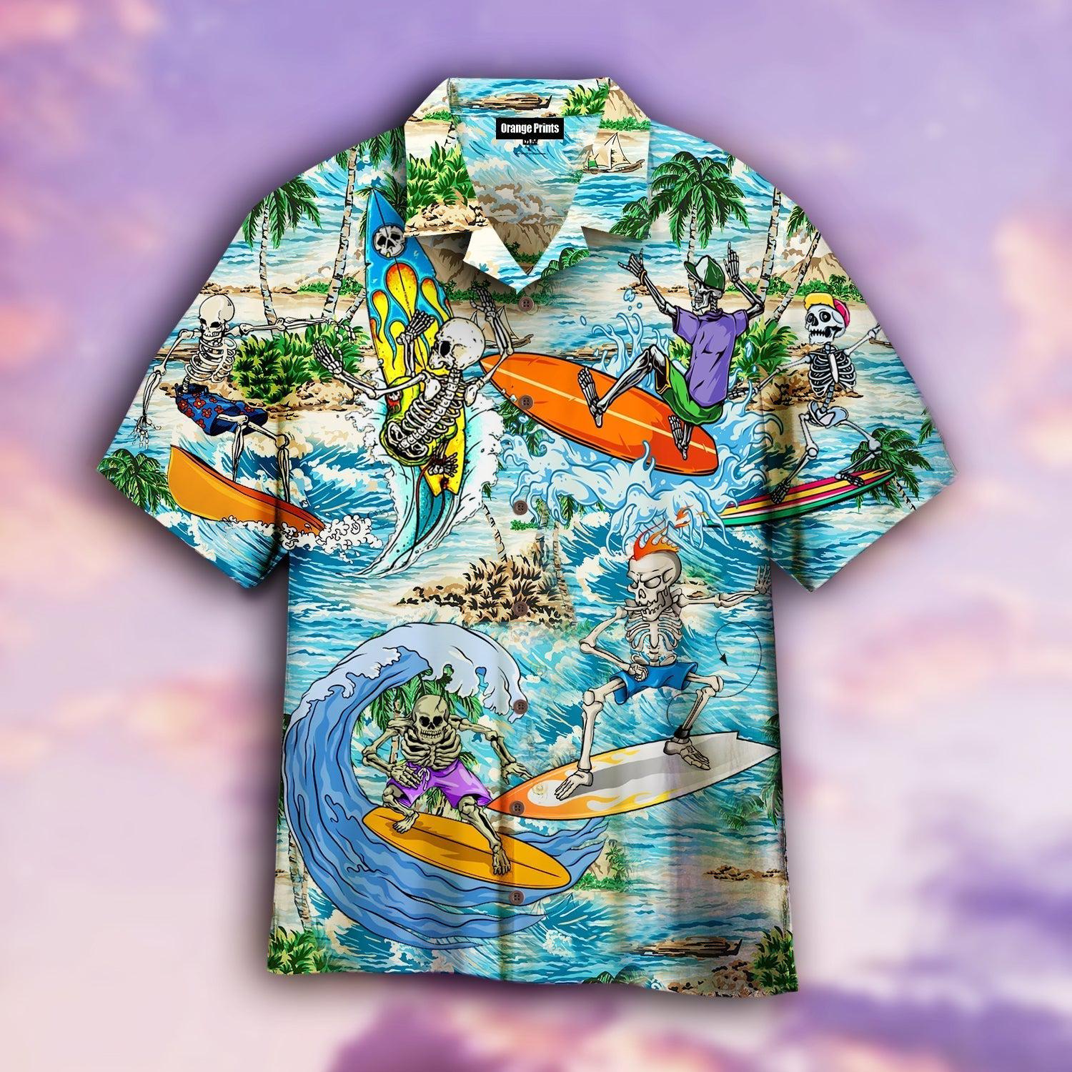 Amazing Hot Summer Skeleton Surfing The Beach Hawaii Shirt For Men Women Ha55607