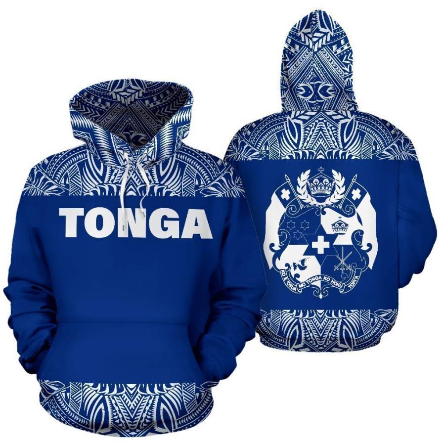 Tonga All Over Hoodie – Polynesian Blue And White – BN09