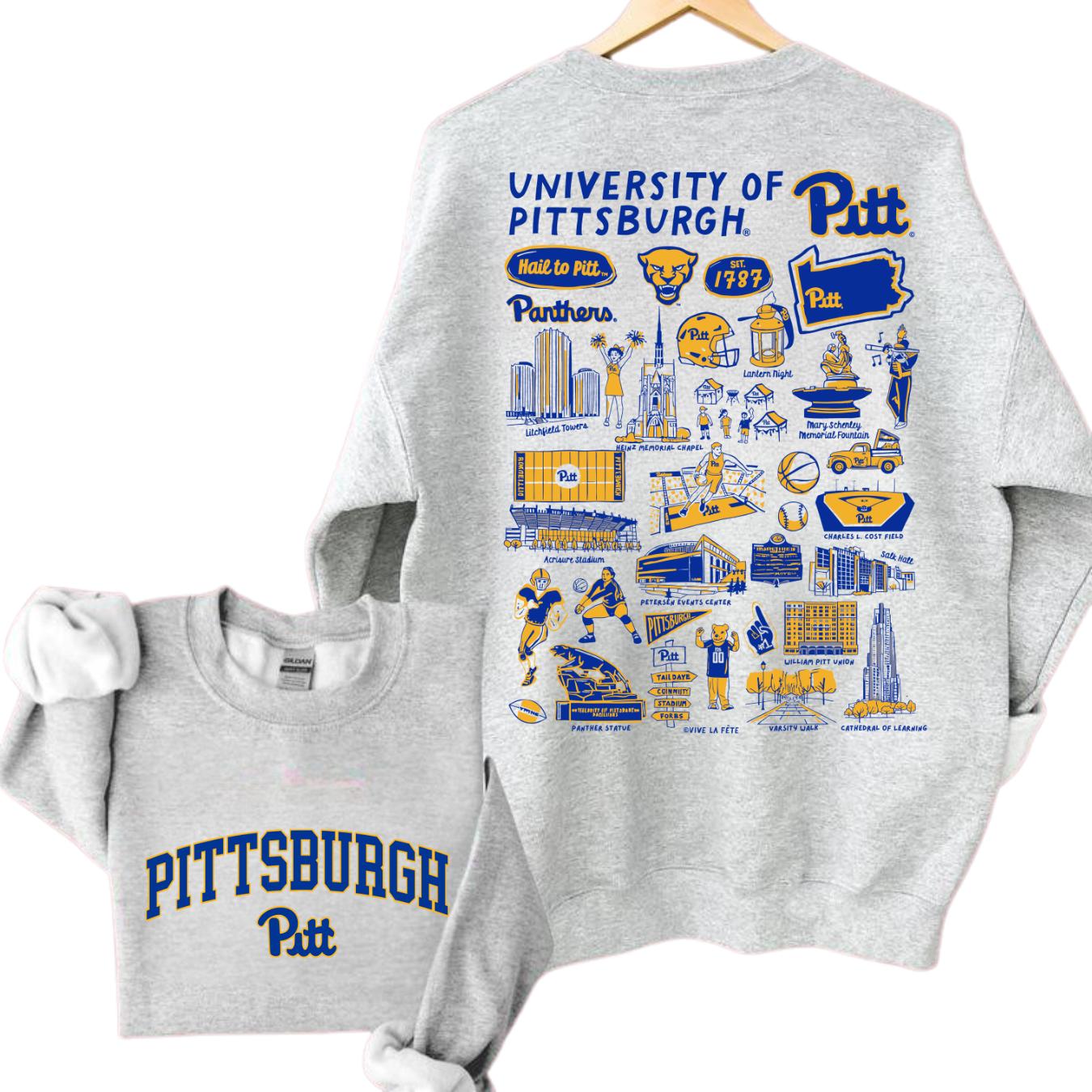 University of Pittsburgh Impressions Artwork Sweatshirt, Vintage Graphic Pitt Panthers Team Collection Shirt, School Spirit Artwork for University of NCAA Fans