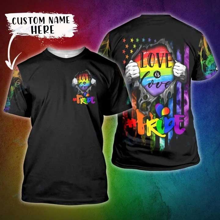 Personalized With Name Lgbt Love Is Love Pride 3D Shirt, 3D T Shirt For Pride Month, Gift To Gaymer