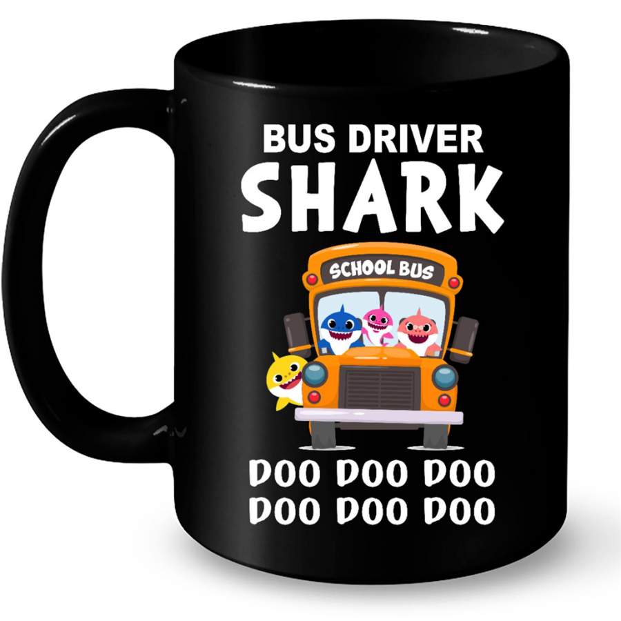 Bus Driver Shark School Bus Doo Doo Doo B – Full-Wrap Coffee Black Mug