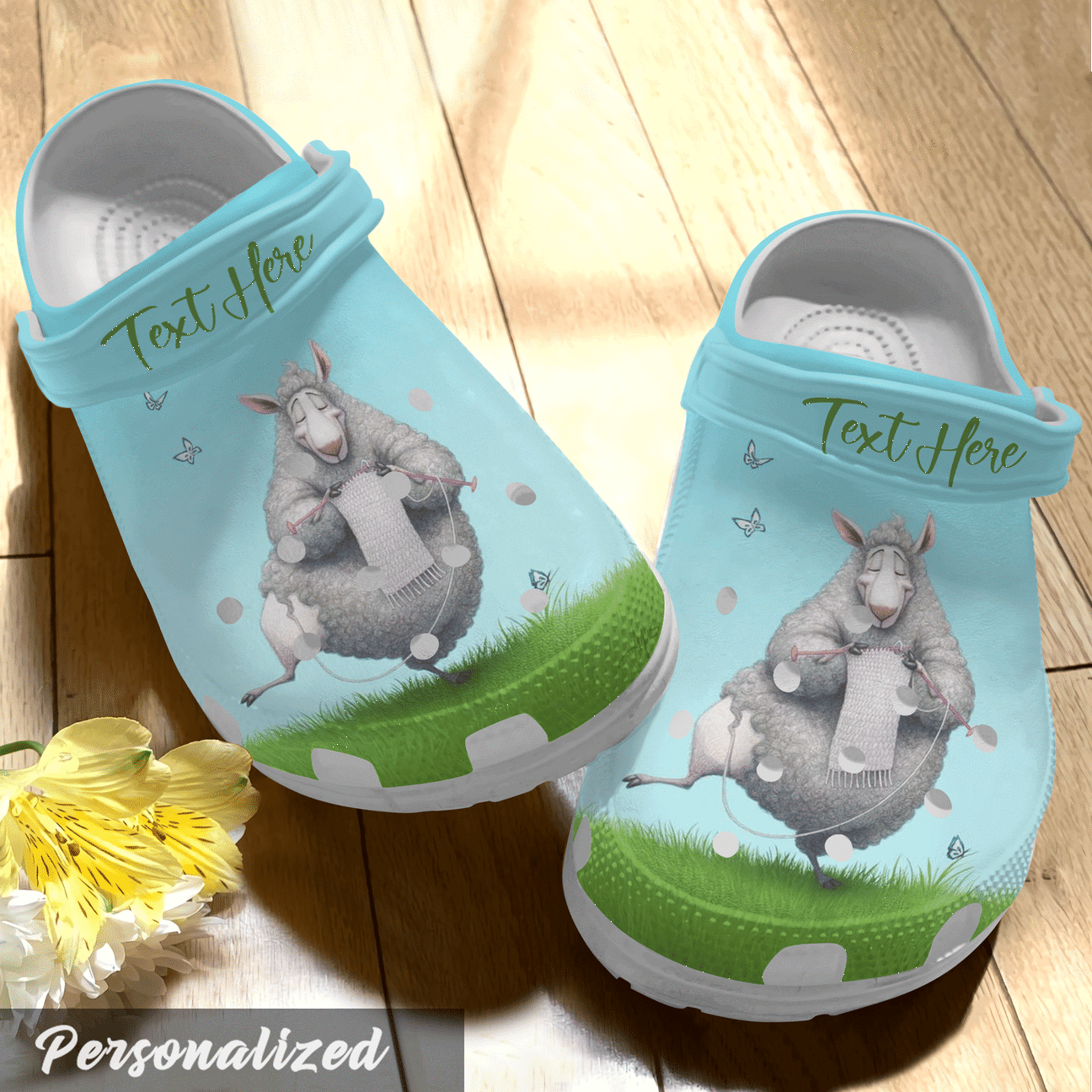 Knitting Personalized Personalize Clog, Custom Name, Text, Fashion Style For Women, Men, Kid, Print 3D Cute Sheep