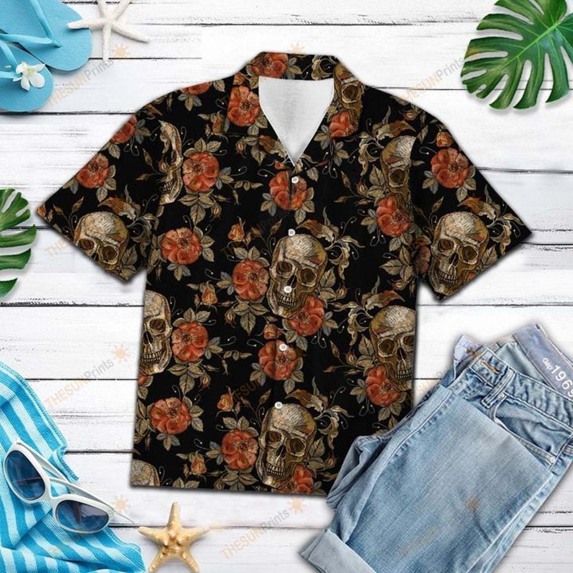 Skull And Roses Hawaiian Shirt 002067 Ha58771