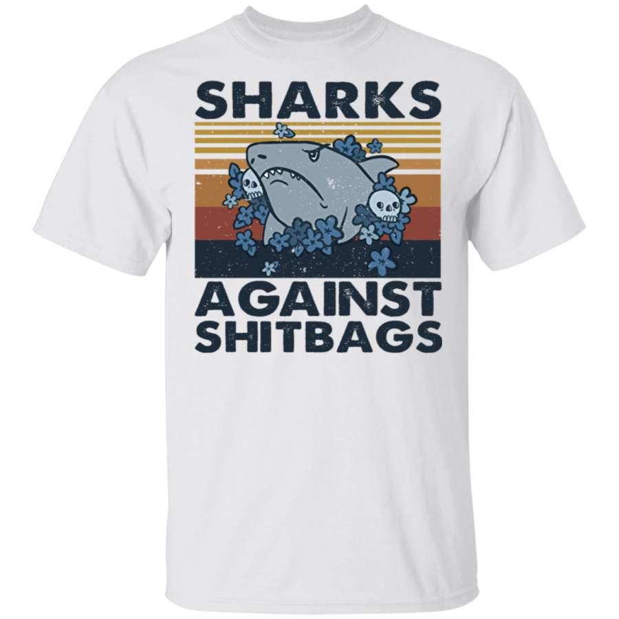 Sharks Against Shitbags T Shirt, Funny Shark T Shirt, T Shirt For Men, T Shirt For Women