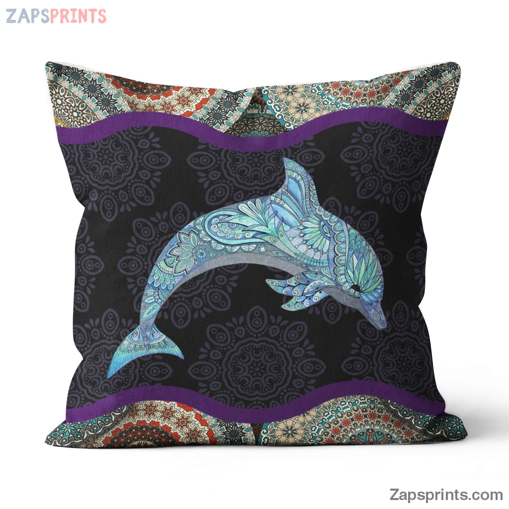 Dolphin Custom Canvas Pillow Mandala Dolphin – Canvas Pillow