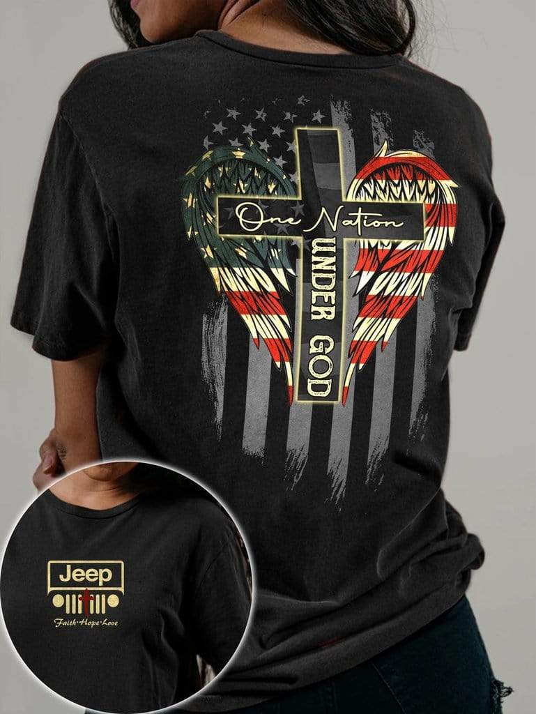 Jeep Girl one nation under God American Flag angel wing Hoodie 3D #V