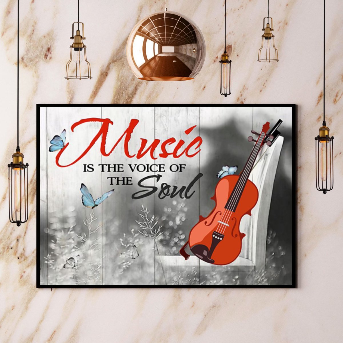 Violin Music Is The Voice Of The Soul Butterfly Vintage Perfect Violin Lovers Gift  Poster No Frame