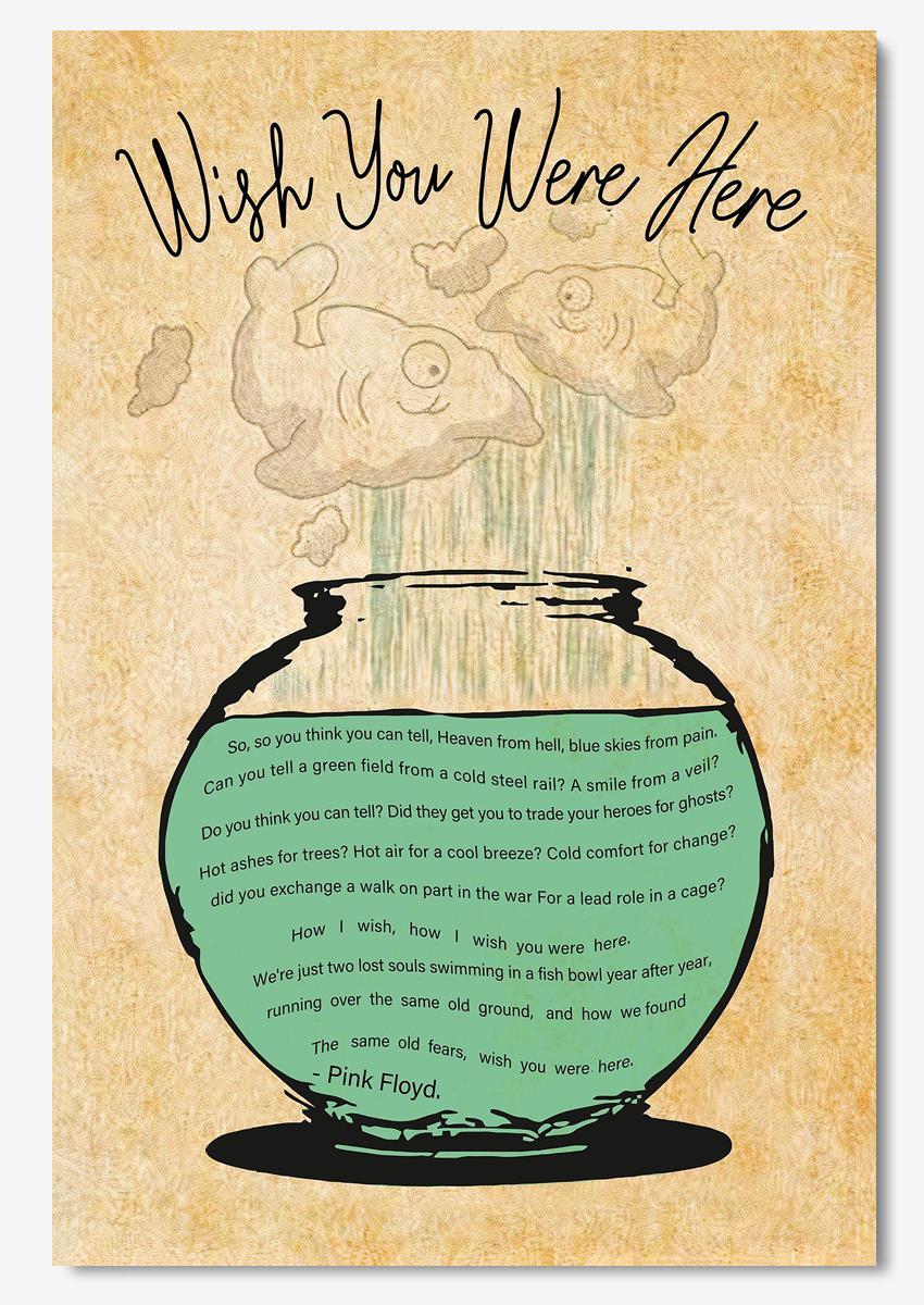 Wish You Were Here Pink Floyd Lyrics Song Wall Art For Home Decor Music Fan Poster