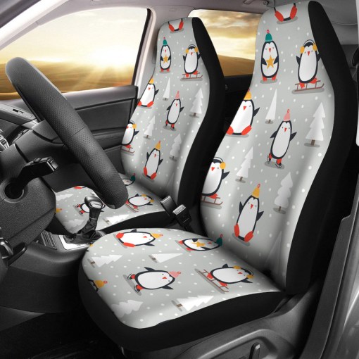 Cute Penguin Christmas Pattern Universal Fit Car Seat Covers 5711